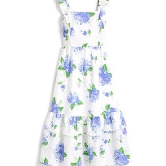 Draper James Carrie Midi Dress in Linen Hydrangea Floral - Picture 1 of 4